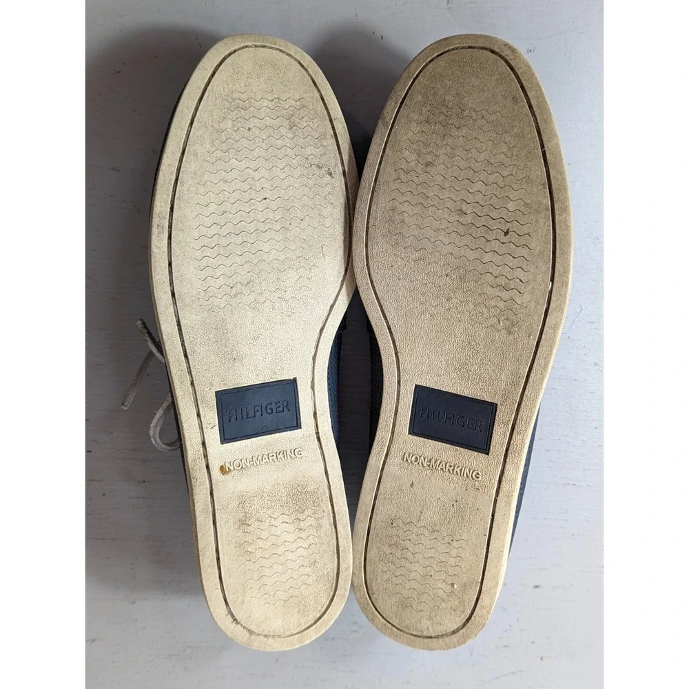 Tommy Hilfiger Boat Shoes Sz 9.5 Blue‎ Leather Casual Lace Up Non Marking Bowman